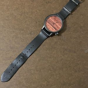 Black with wood grain face komono watch